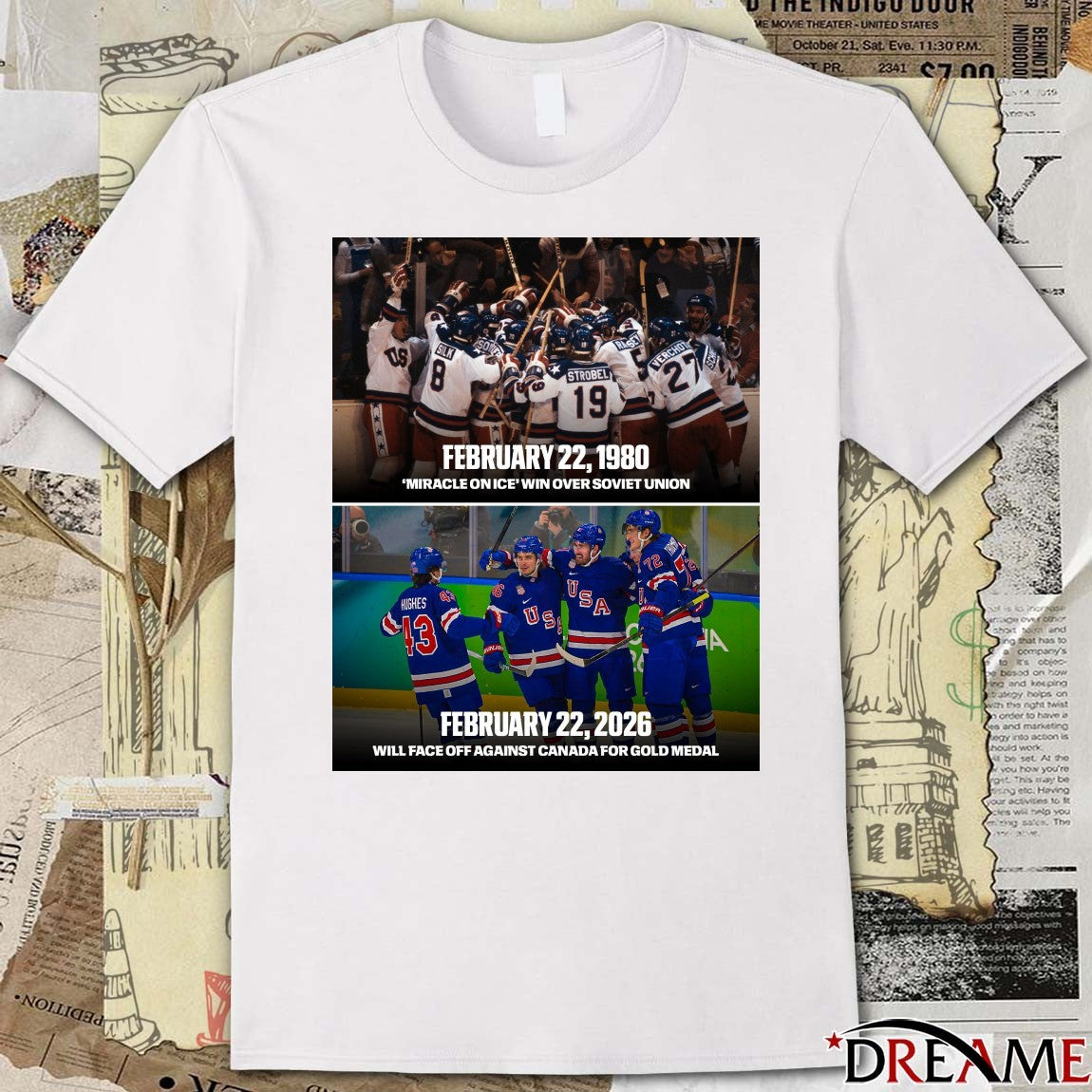 February 22 1980 Miracle On Ice Win Over Soviet Union – February 22 2026 Vill Face Off Against Canada For Gold Medal t-shirt