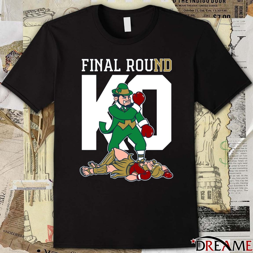 Final Round KO Notre Dame Fighting Irish Defeats Trojans Mascot t-shirt