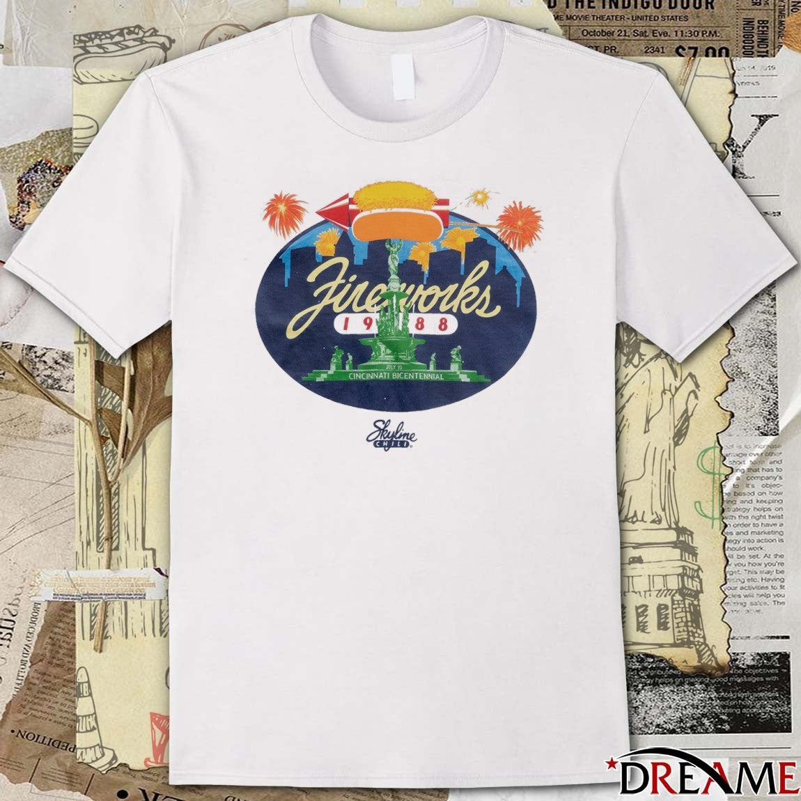 Fireworks 1988 Cincinnati Bicentennial on July 10, 1988 Skyline Chili logo t-shirt