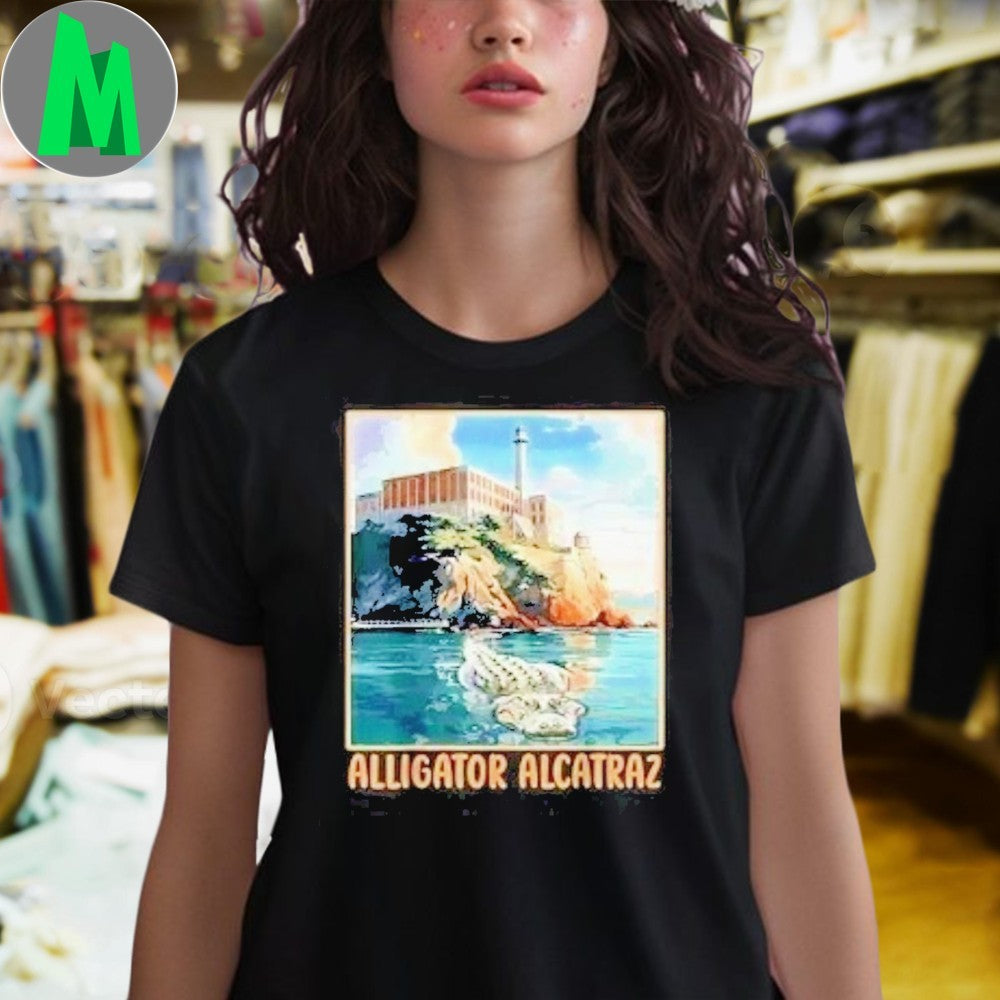 Florida Alcatraz Island Alligator Graphic T-Shirt