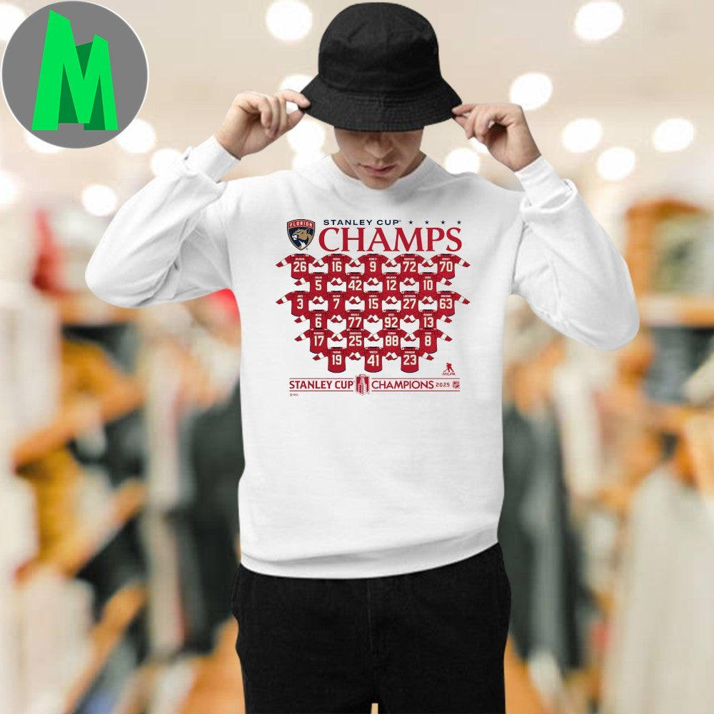 Florida Panthers 2025 Stanley Cup Champions Jersey Roster Shirt