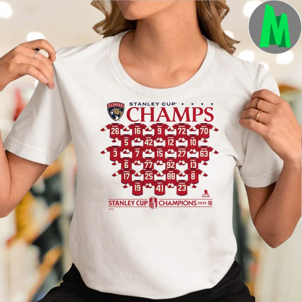Florida Panthers 2025 Stanley Cup Champions Jersey Roster Shirt