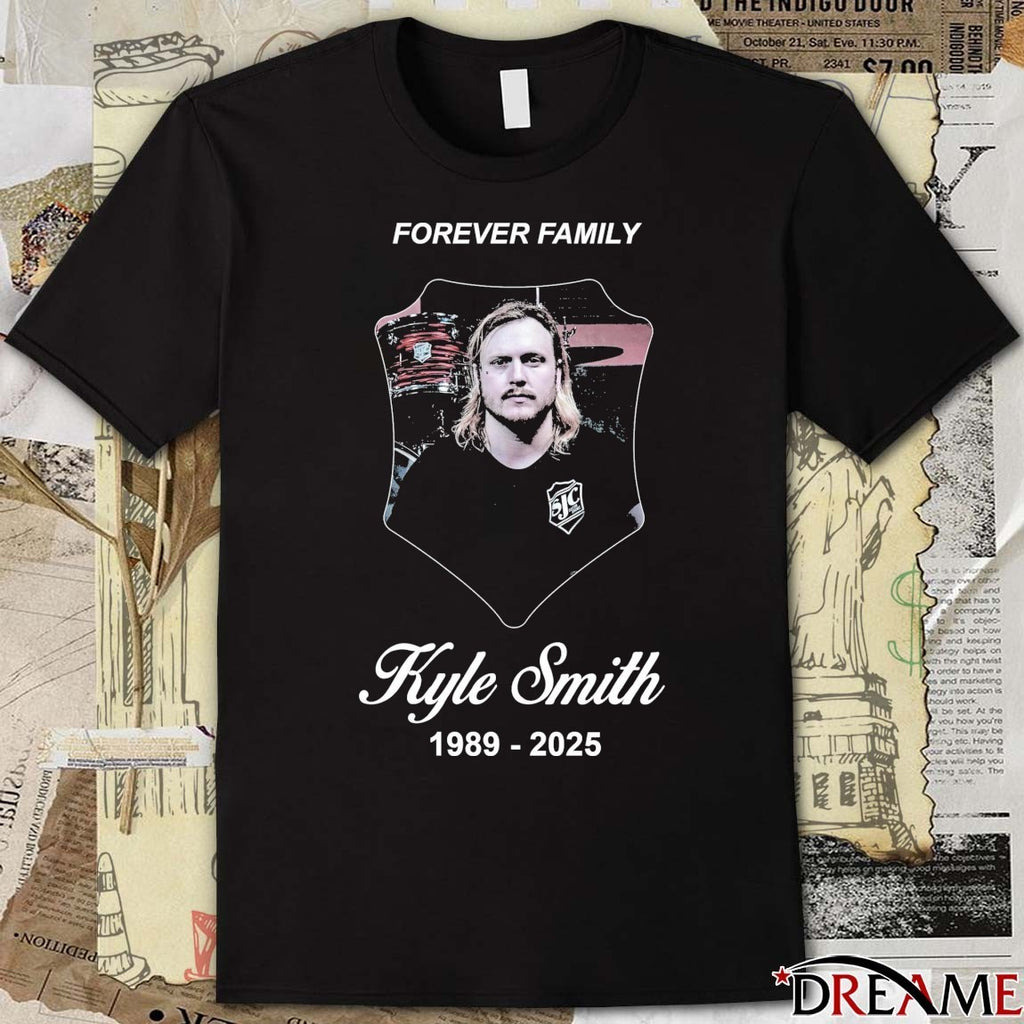 Forever Family SJC Drums Kyle Smith 1989-2025 t-shirt