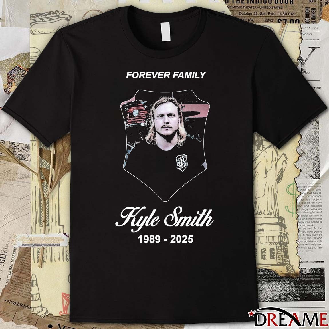 Forever Family SJC Drums Kyle Smith 1989-2025 t-shirt