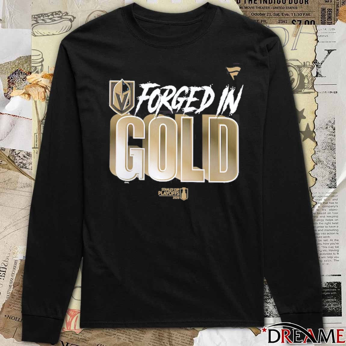 Forged In Gold Vegas Golden Knights Black 2026 NHL Playoff Hometown Slogan Legacy t-shirt