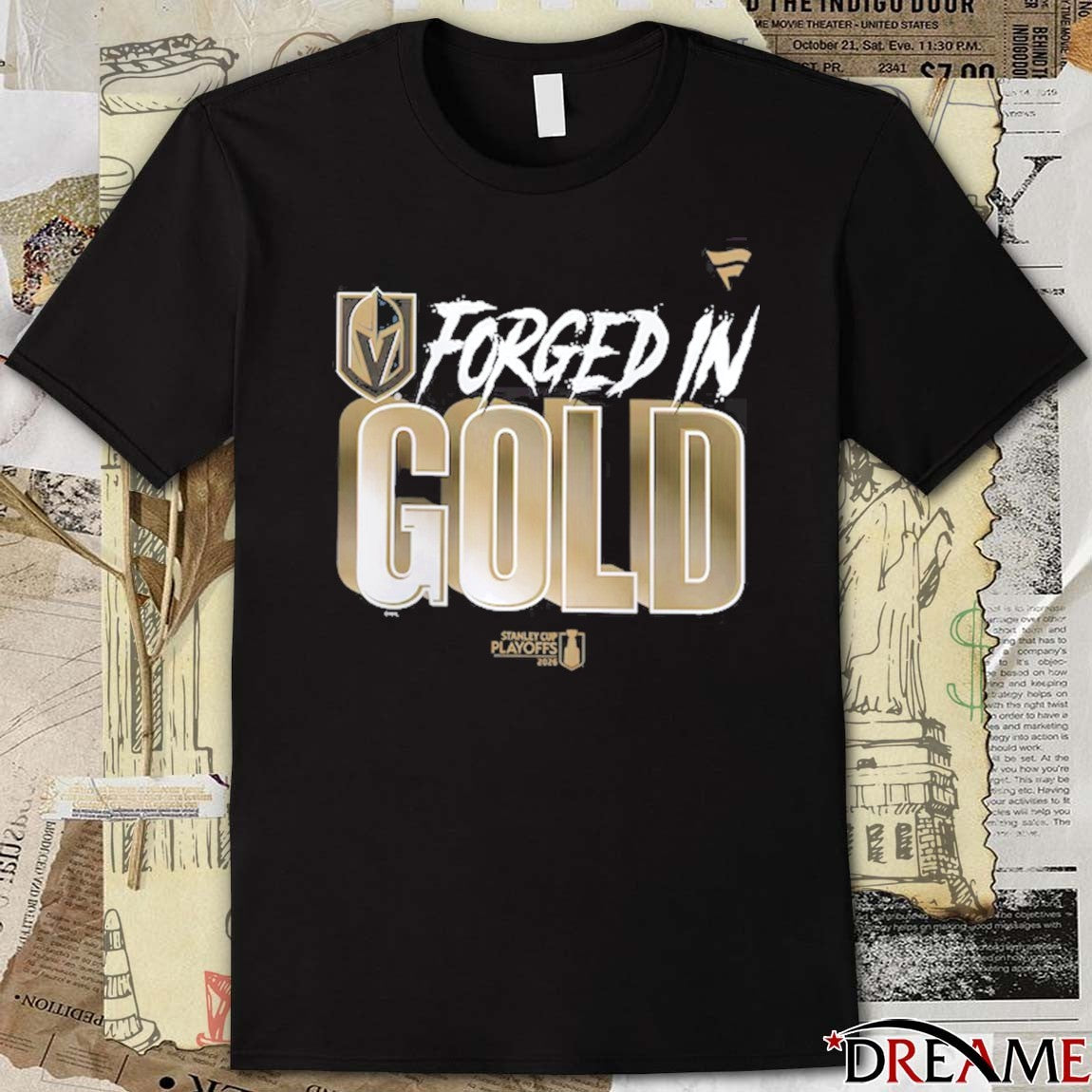 Forged In Gold Vegas Golden Knights Black 2026 NHL Playoff Hometown Slogan Legacy t-shirt