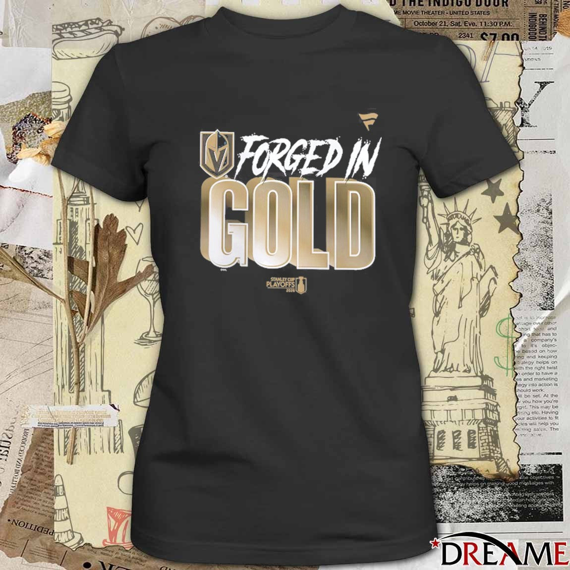 Forged In Gold Vegas Golden Knights Black 2026 NHL Playoff Hometown Slogan Legacy t-shirt