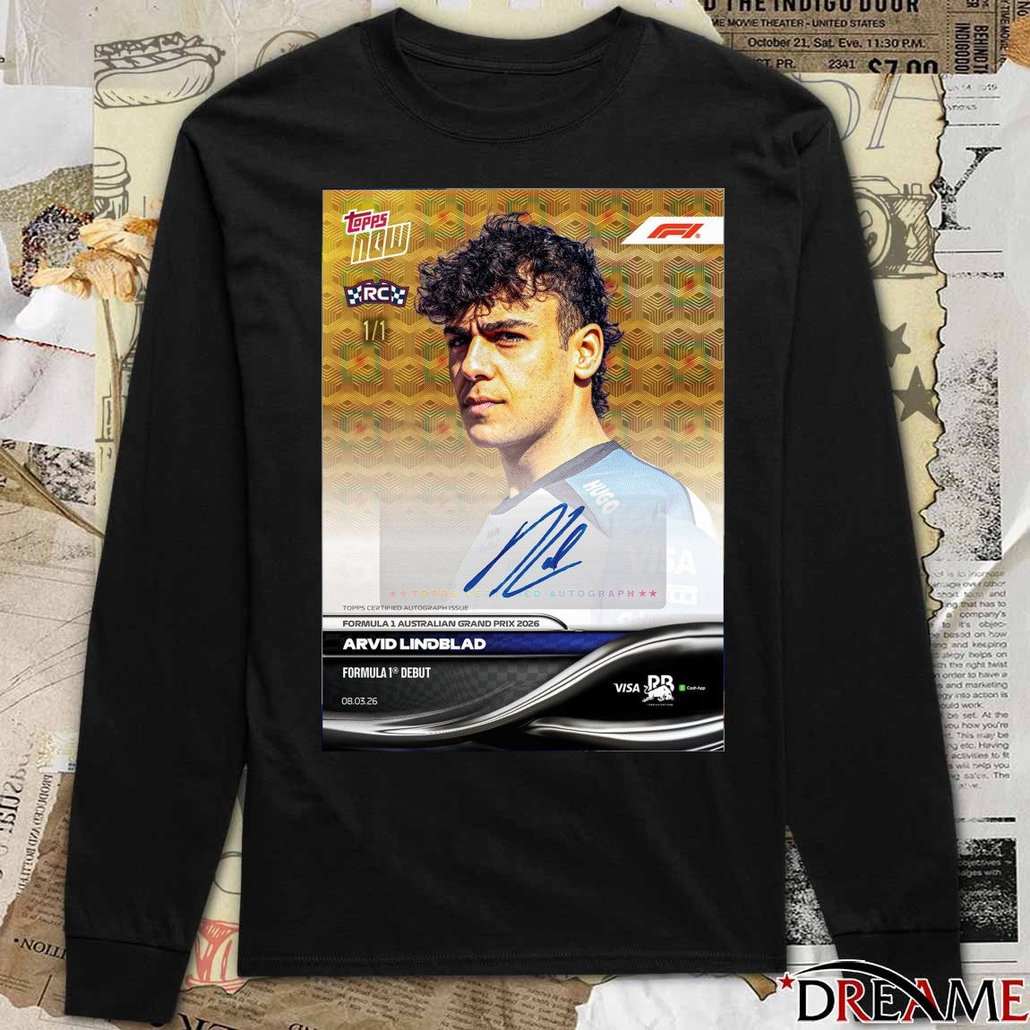 Formula 1 Australian Grand Prix 2026 Arvid Lindblad Topps Now Poster t-shirt