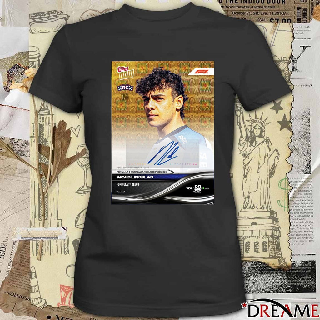 Formula 1 Australian Grand Prix 2026 Arvid Lindblad Topps Now Poster t-shirt