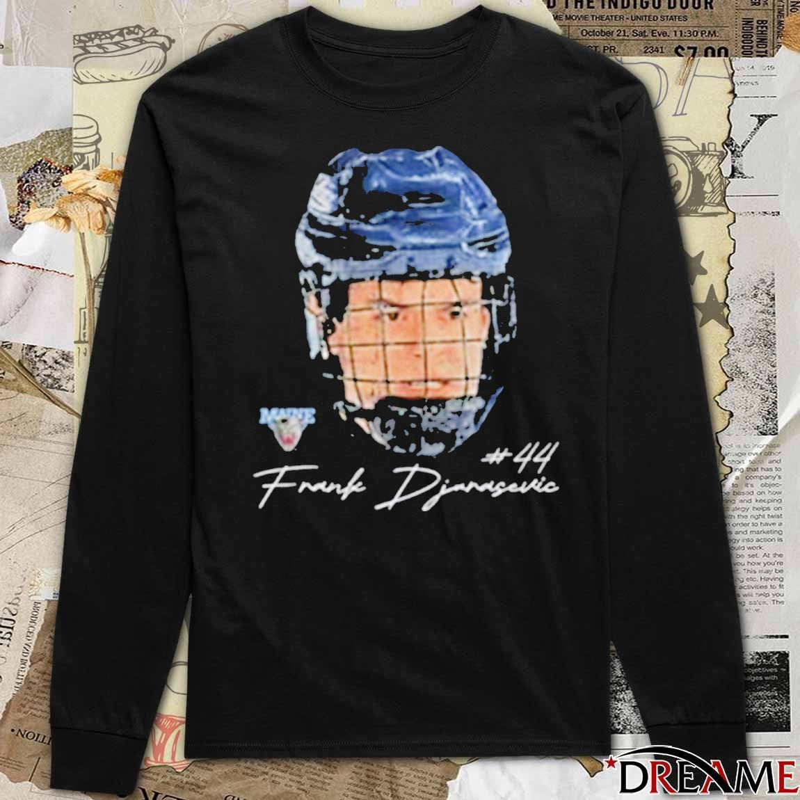 Frank Djurasevic 44 Maine Ice Hockey Player Portrait t-shirt