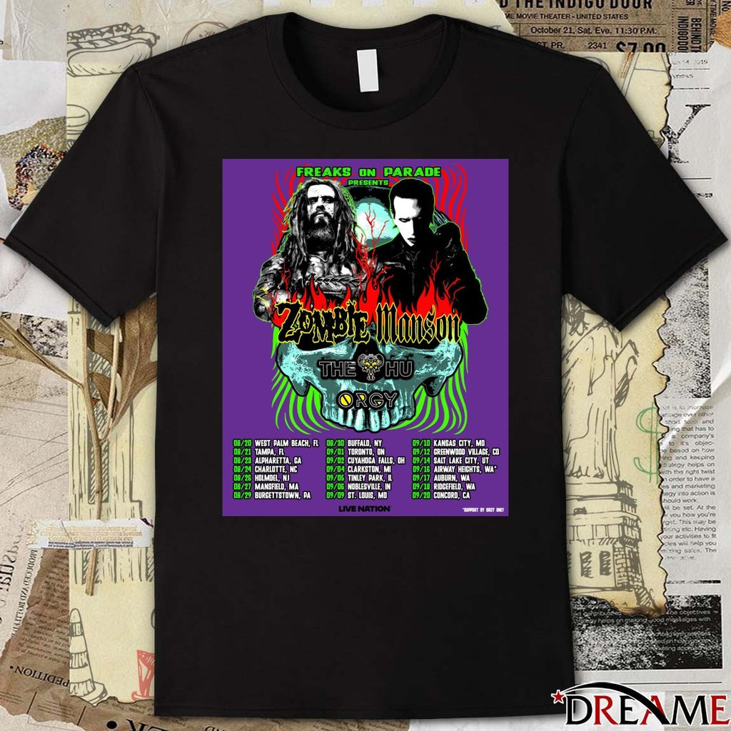 Freaks On Parade Presents Zombie Manson The Hu Orgy 2026 August 20 – September 20 Poster t-shirt
