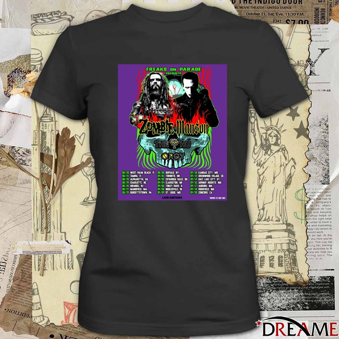 Freaks On Parade Presents Zombie Manson The Hu Orgy 2026 August 20 – September 20 Poster t-shirt