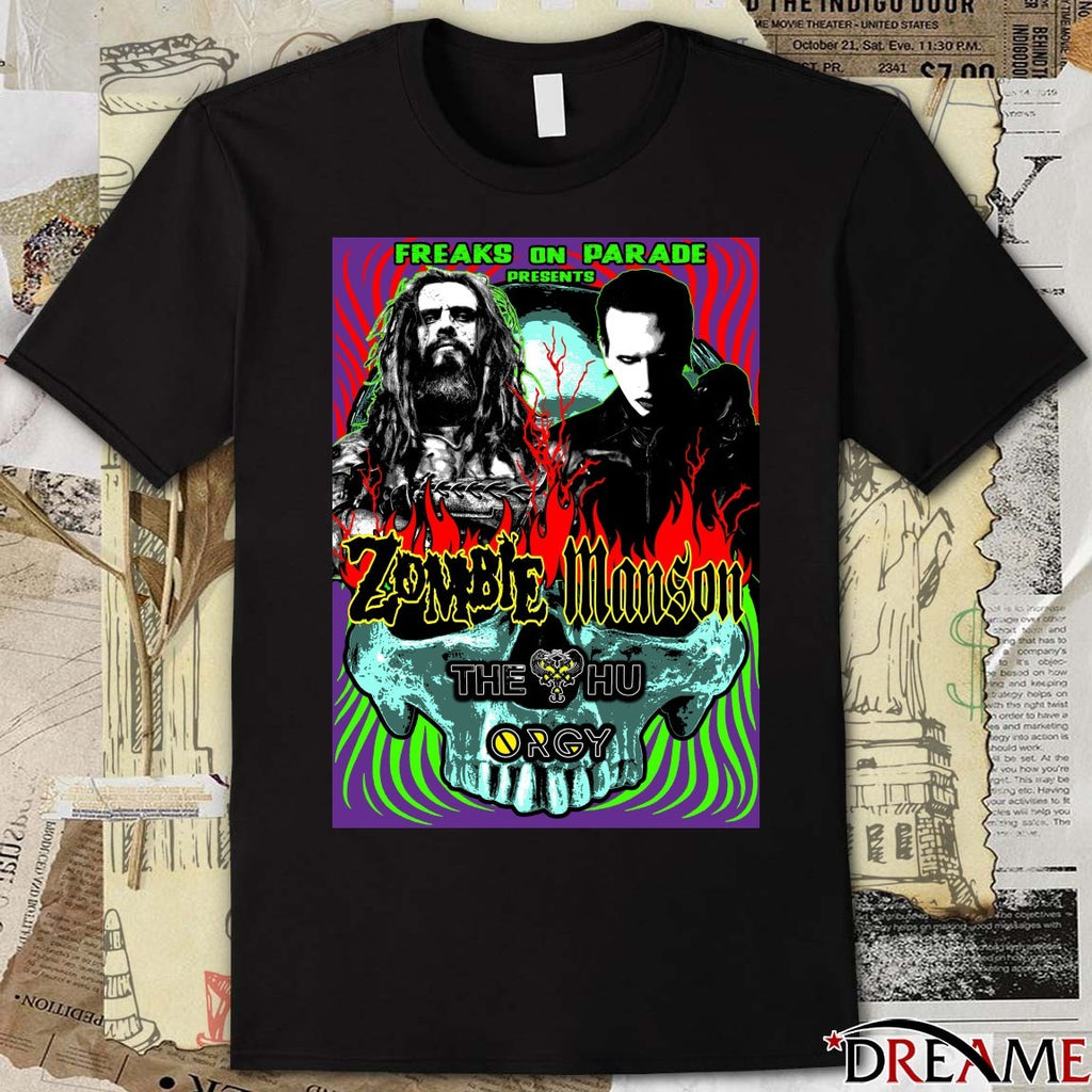 Freaks On Parade Presents Zombie Manson The Hu Orgy 2026 Poster t-shirt
