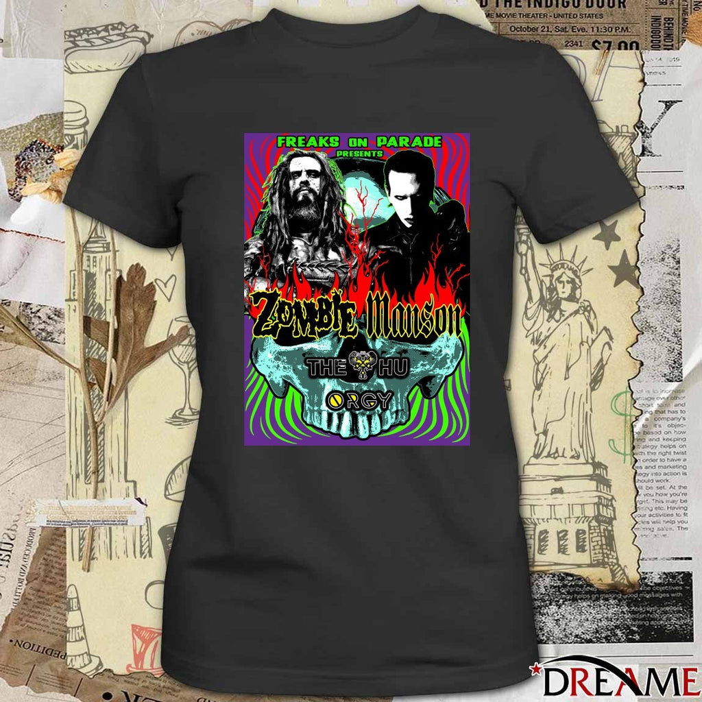 Freaks On Parade Presents Zombie Manson The Hu Orgy 2026 Poster t-shirt