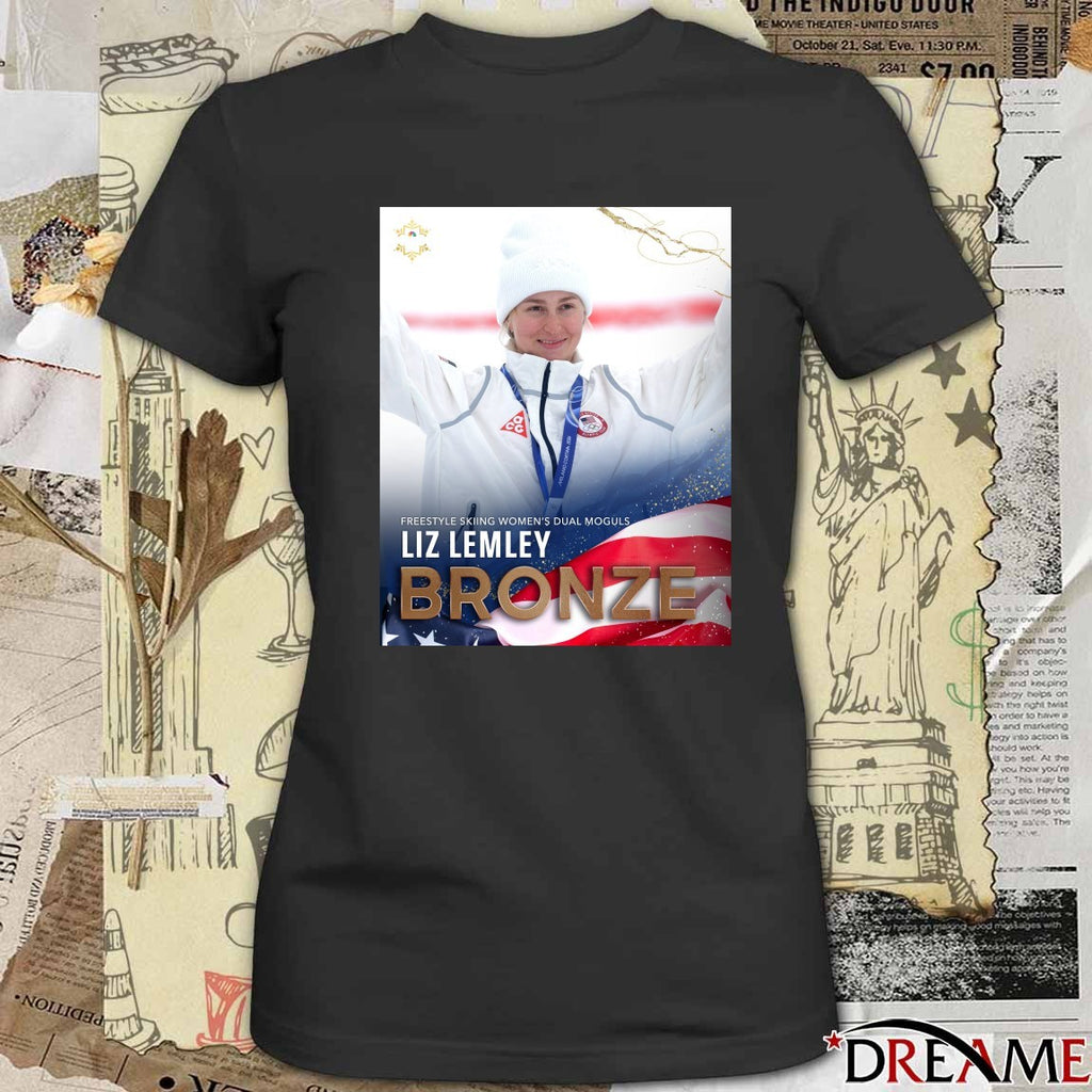 Freestyle Skiing Women’s Dual Moguls Liz Lemley Bronze Olympics t-shirt