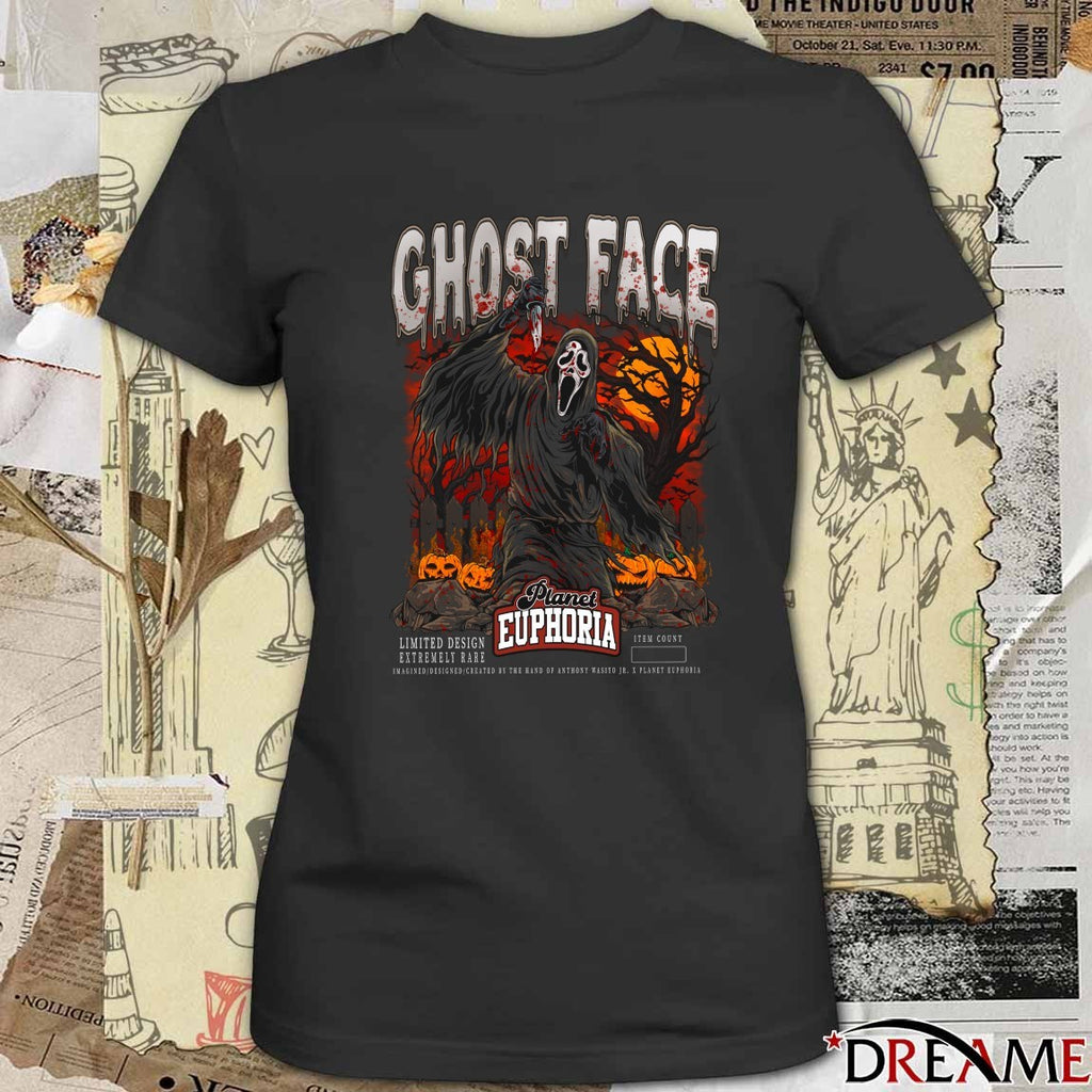 GF Ghost Face Halloween Planet Euphoria Art 2025 t-shirt