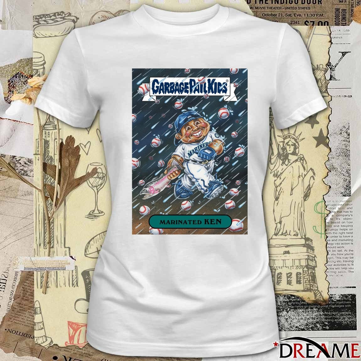 Garbage Pail Kids Marinated Ken Griffey Jr. Seattle Mariners Bownan Chrome Card t-shirt