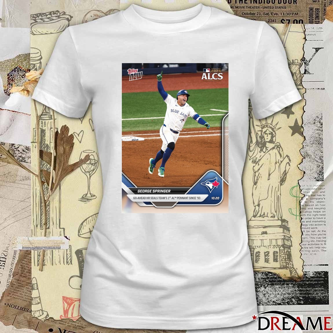 George Springer 2025 MLB Topps Go-Ahead HR Seals Team 1st AL Pennant Since 93 t-shirt