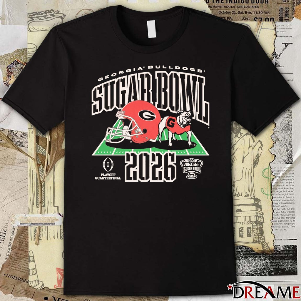 Georgia Bulldogs 2026 Allstate Sugar Bowl Playoff Quarterfinal Helmet Mascot t-shirt