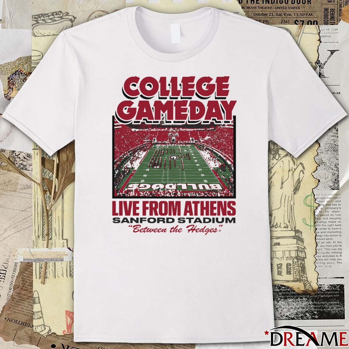 Georgia Bulldogs College GameDay Live From Athens GA Sanford Stadium Between The Hedges t-shirt