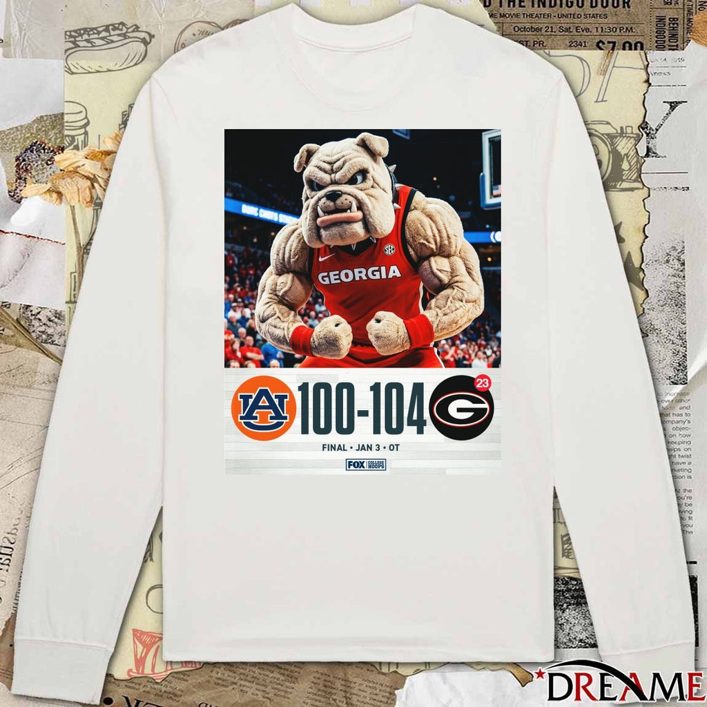 Georgia Bulldogs Vs Auburn Tigers Final Score 104 – 100 SEC Matchup Poster t-shirt