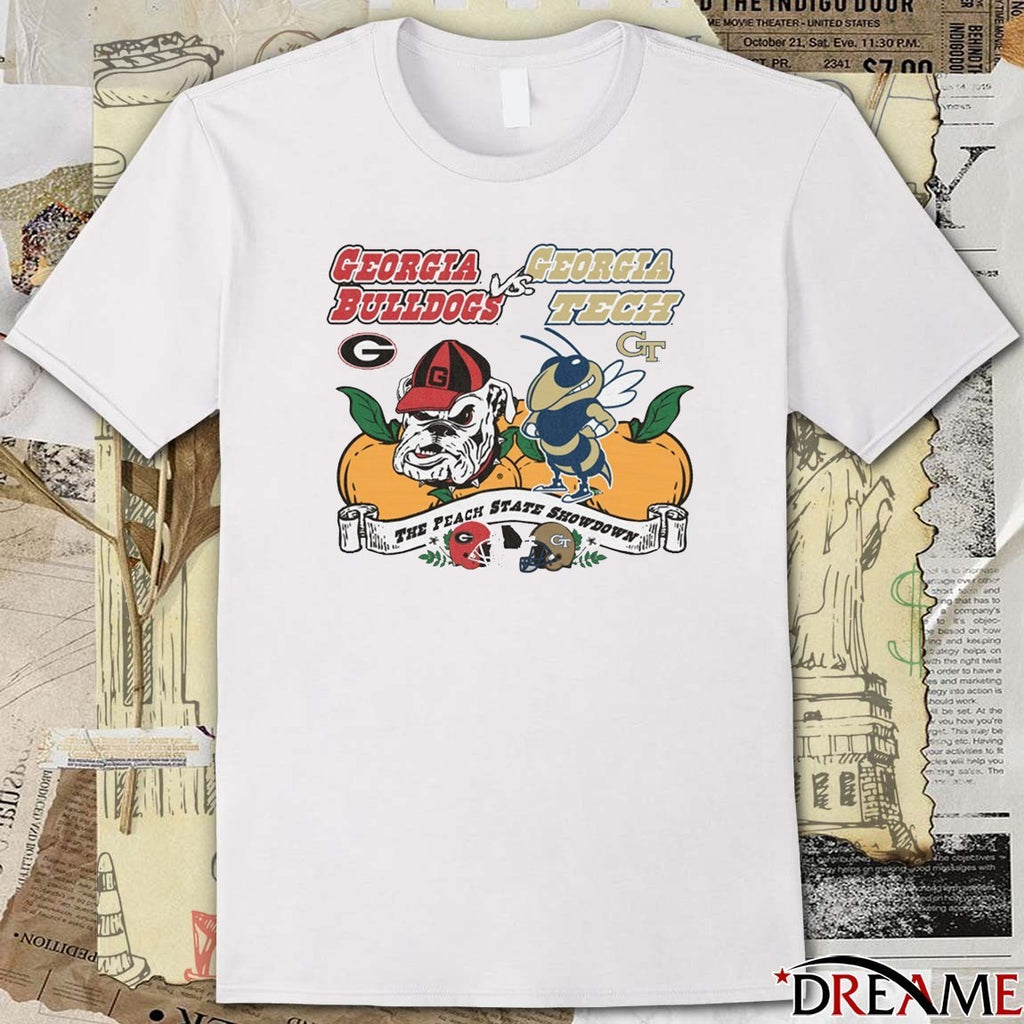 Georgia Tech Yellow Jackets Vs Georgia Bulldogs The Peach State Showdown Mascots t-shirt