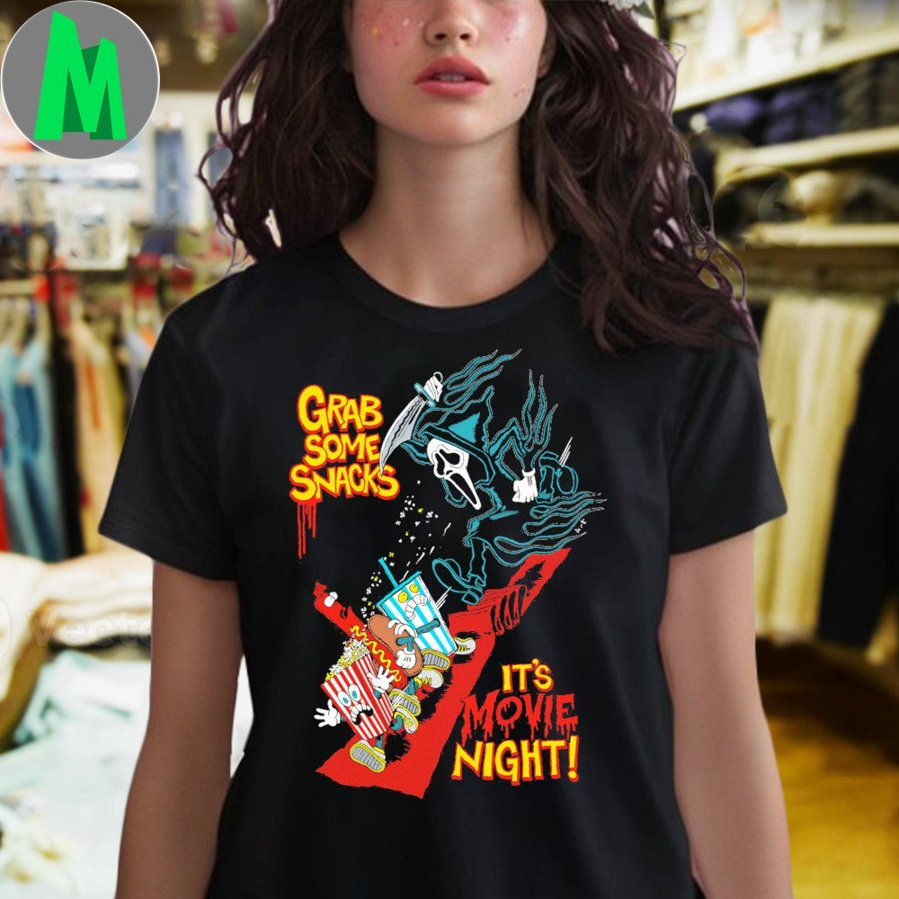 Ghostface It’s Movie Night Popcorn & Soda Horror T-Shirt