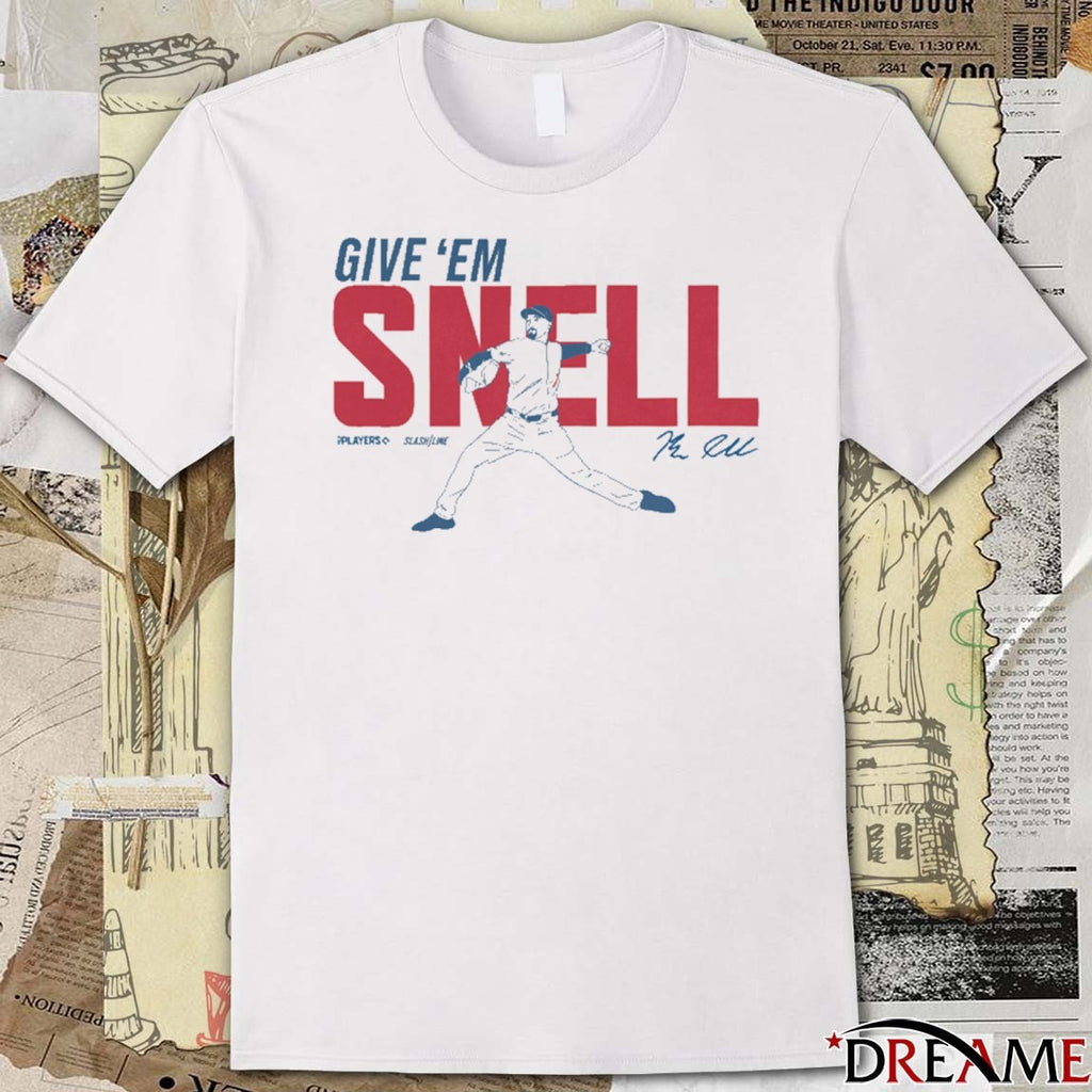 Give ’em Snell Los Angeles Dodgers Blake Snell Slash Line Signature t-shirt
