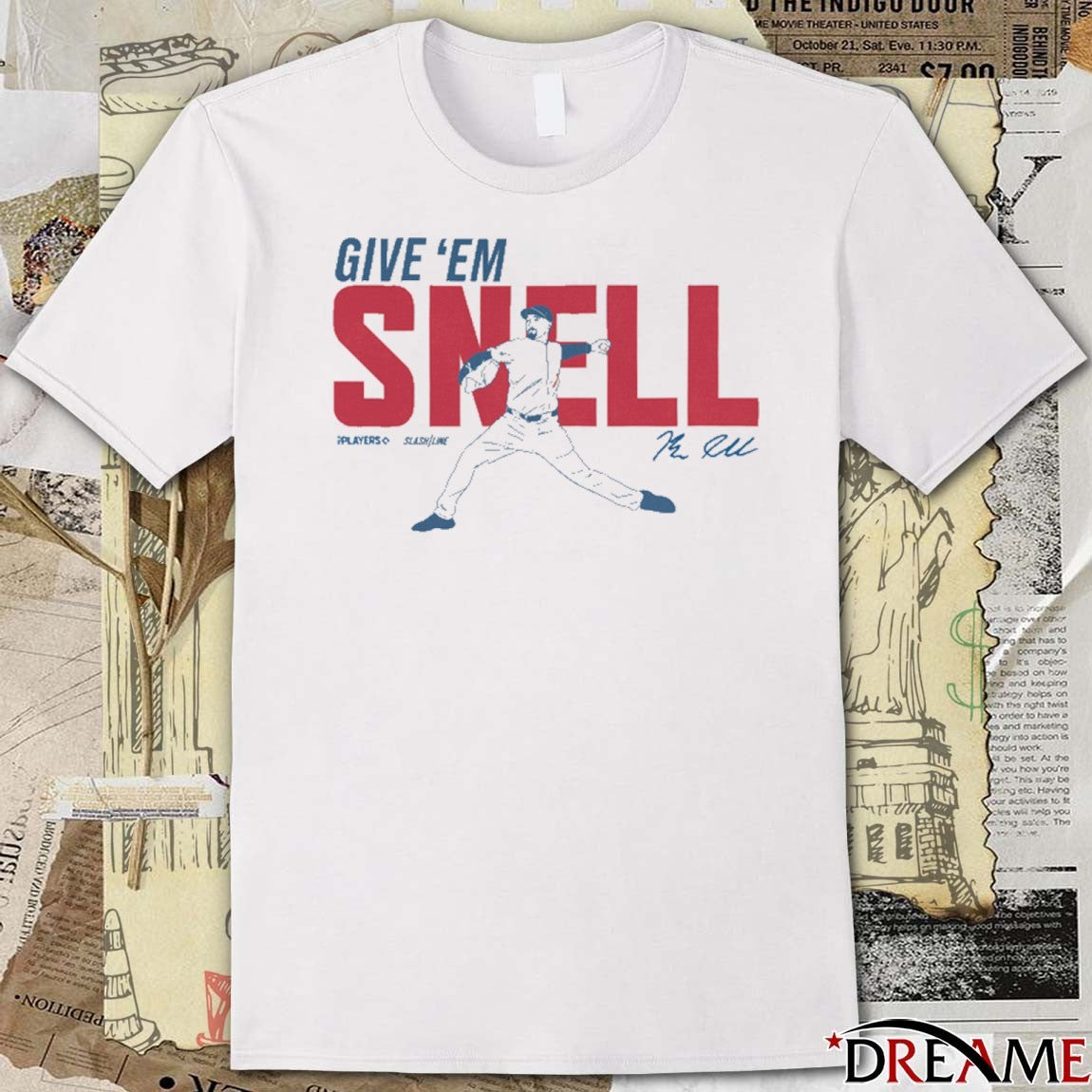Give ’em Snell Los Angeles Dodgers Blake Snell Slash Line Signature t-shirt