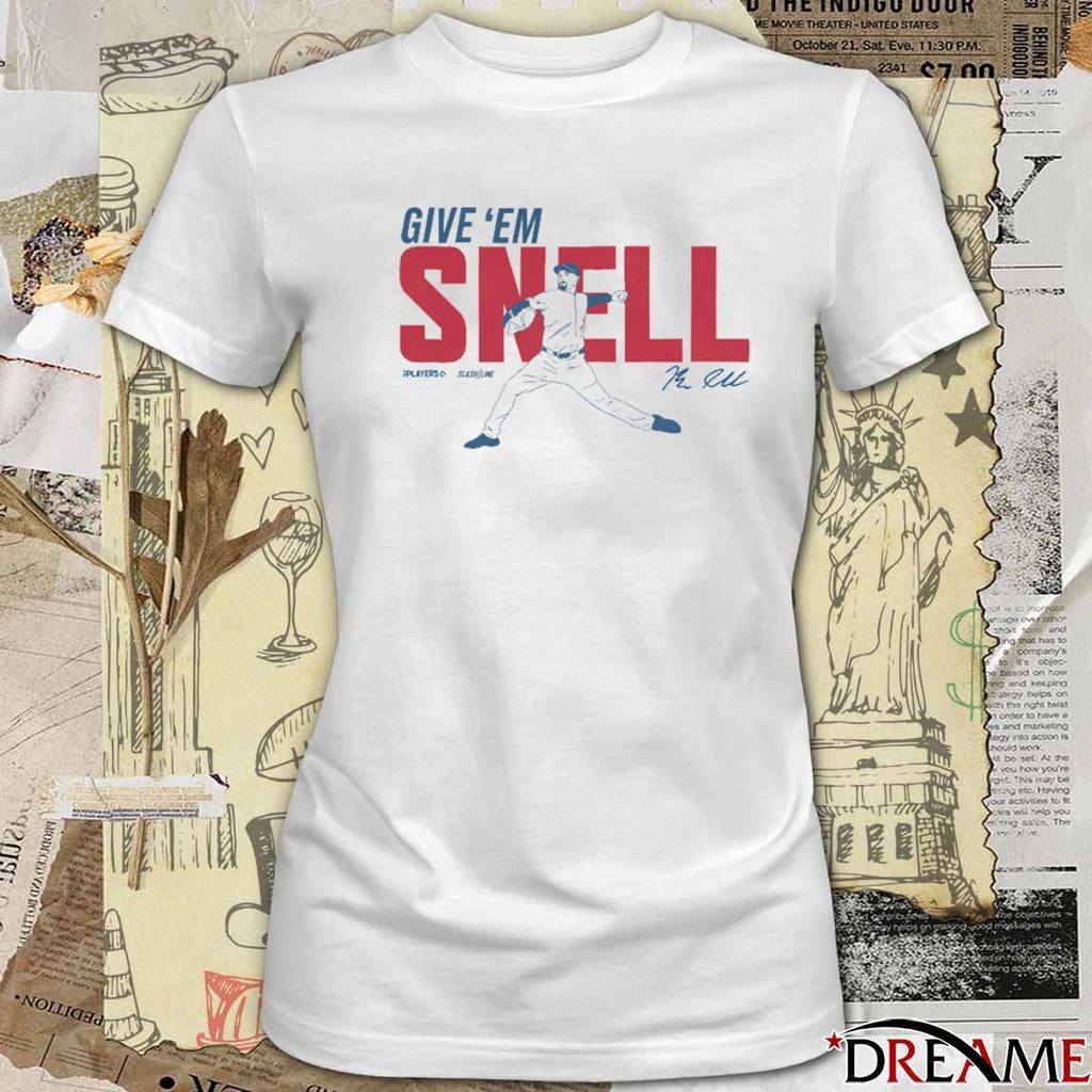 Give ’em Snell Los Angeles Dodgers Blake Snell Slash Line Signature t-shirt
