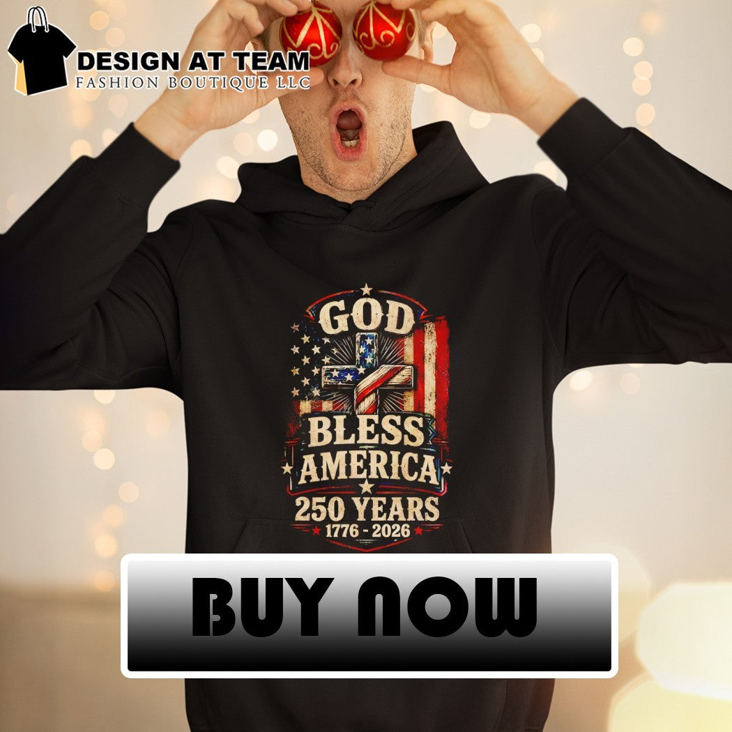 God Bless America 250 Years Christian Cross American Flag shirt