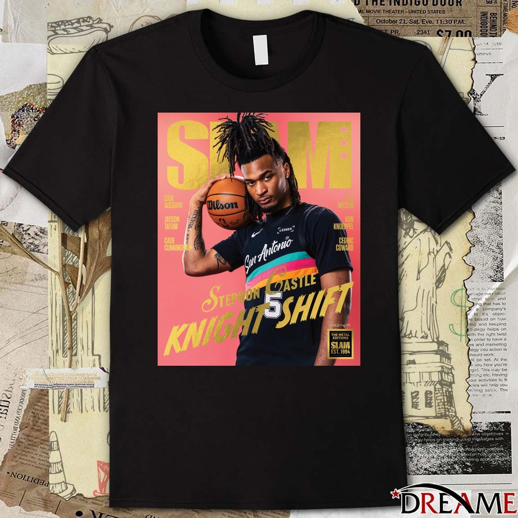 Gold Metal SLAM 261 Stephon Castle Knight Shift San Antonio Spurs Basketball Magazine t-shirt