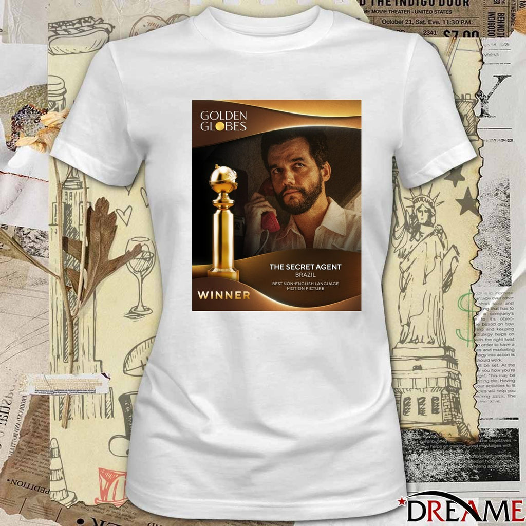 Golden Globes Winner The Secret Agent Brazil Best Non-English Language Motion Picture Poster t-shirt