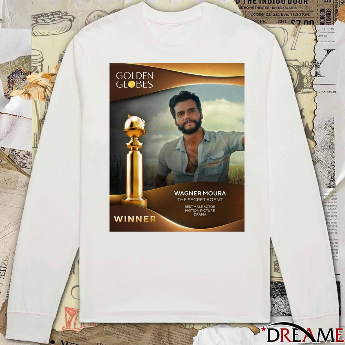 Golden Globes Winner Wagner Moura The Secret Agent Best Male Actor Motion Picture Drama Poster t-shirt