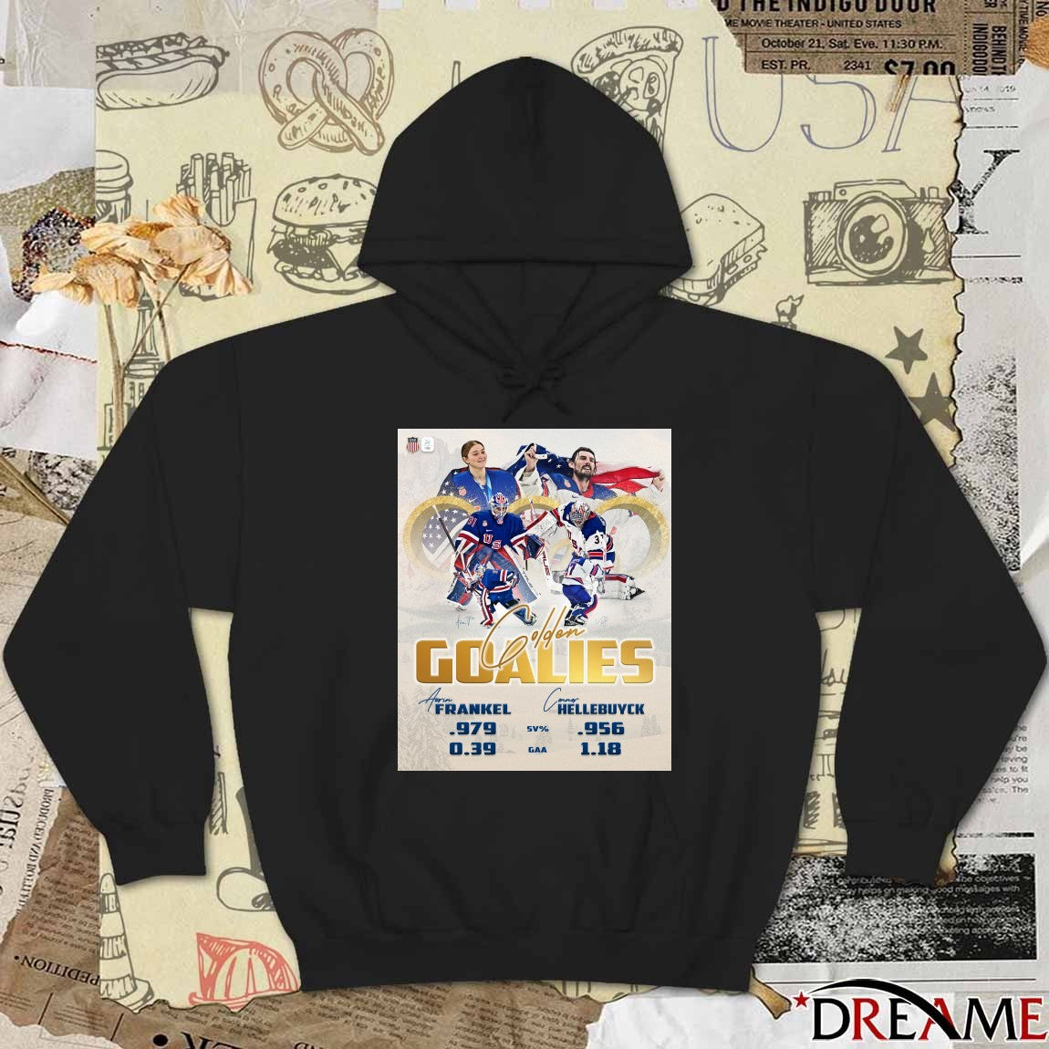 Golden Goalies Aerin Frankel Women’s Team and Connor Hellebuyck Men’s Team Poster t-shirt