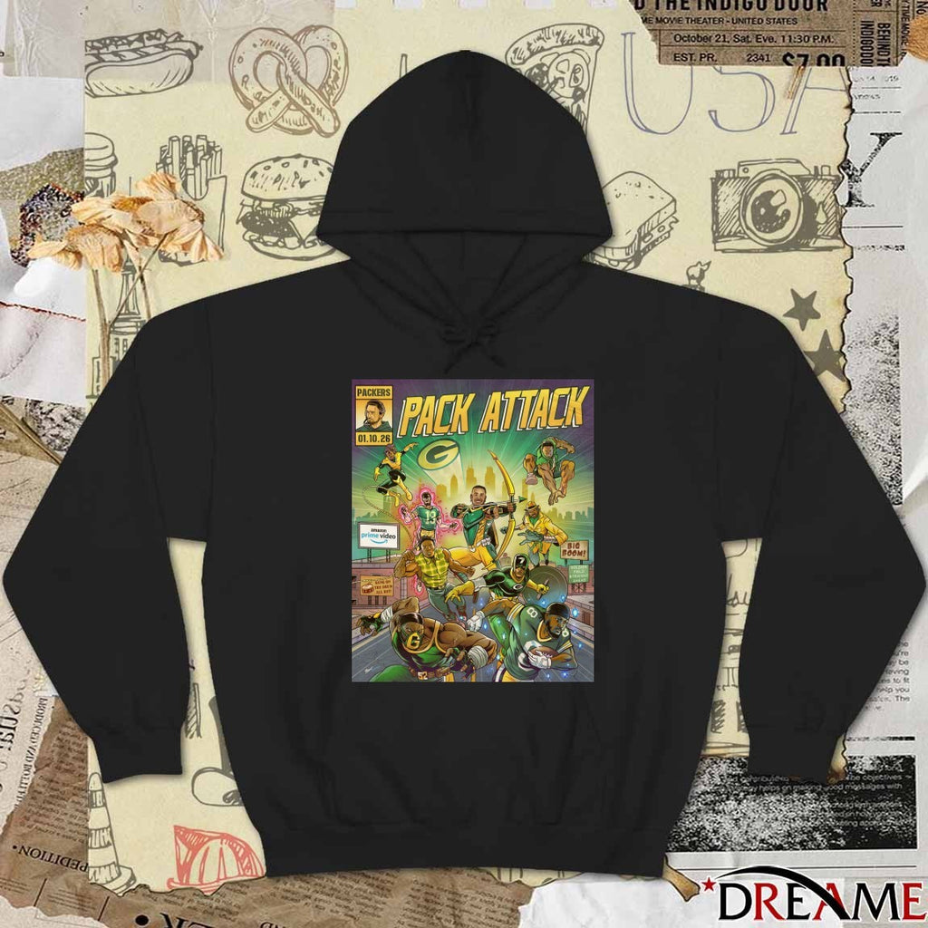 Green Bay Packers Pack Attack Bang On The Drum All Day Superheroes January 10, 2026 Poster t-shirt
