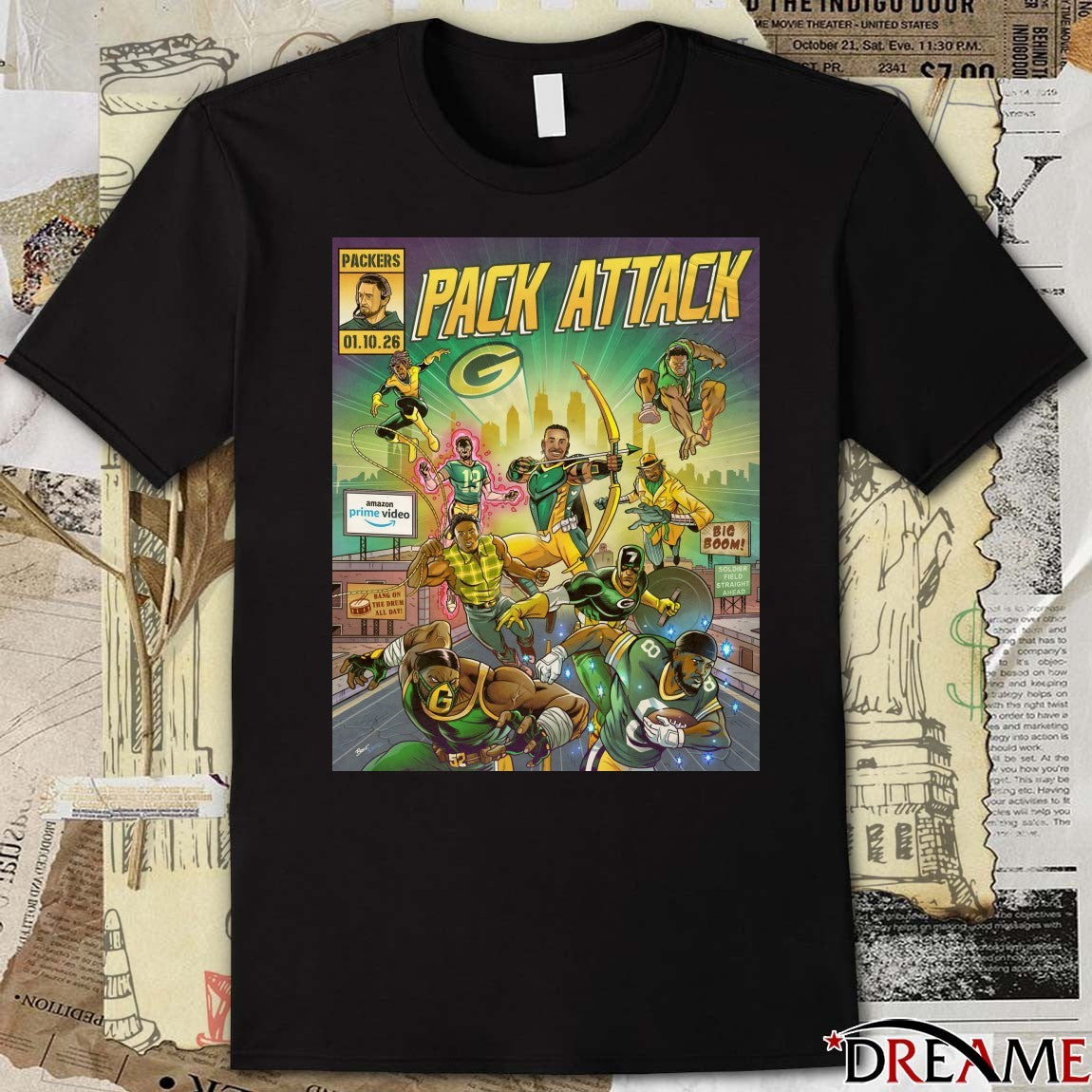 Green Bay Packers Pack Attack Bang On The Drum All Day Superheroes January 10, 2026 Poster t-shirt