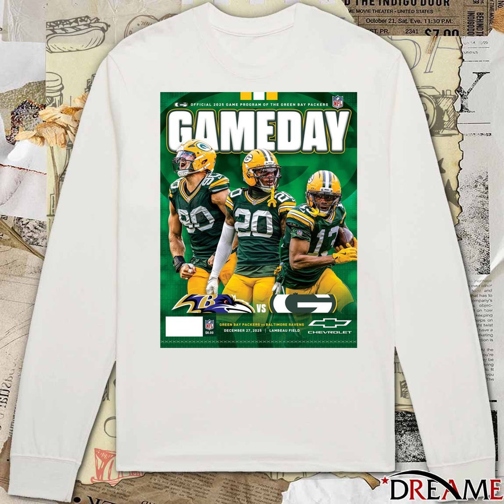 Green Bay Packers Vs Baltimore Ravens Gameday Program 2025 Lambeau Field Poster t-shirt