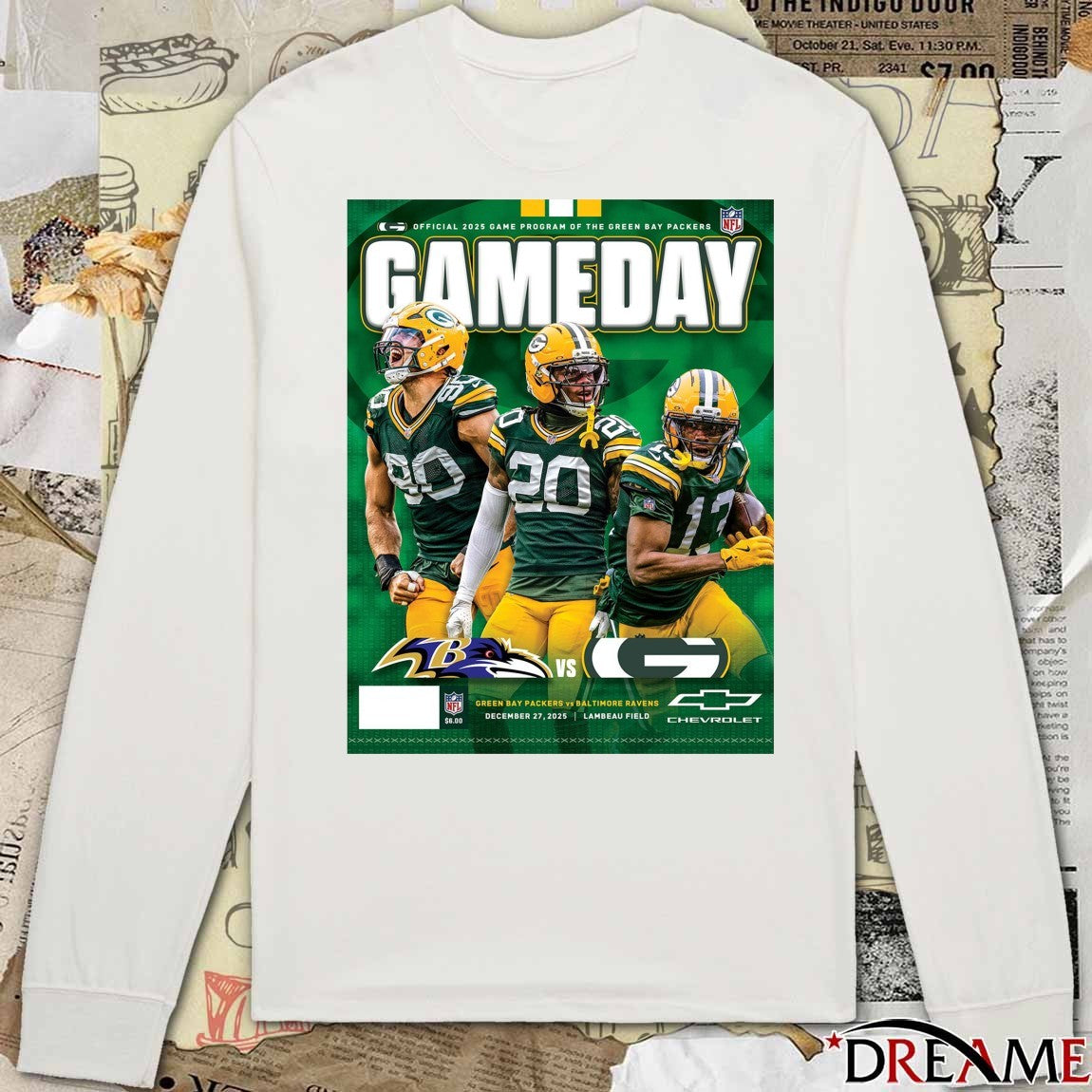 Green Bay Packers Vs Baltimore Ravens Gameday Program 2025 Lambeau Field Poster t-shirt