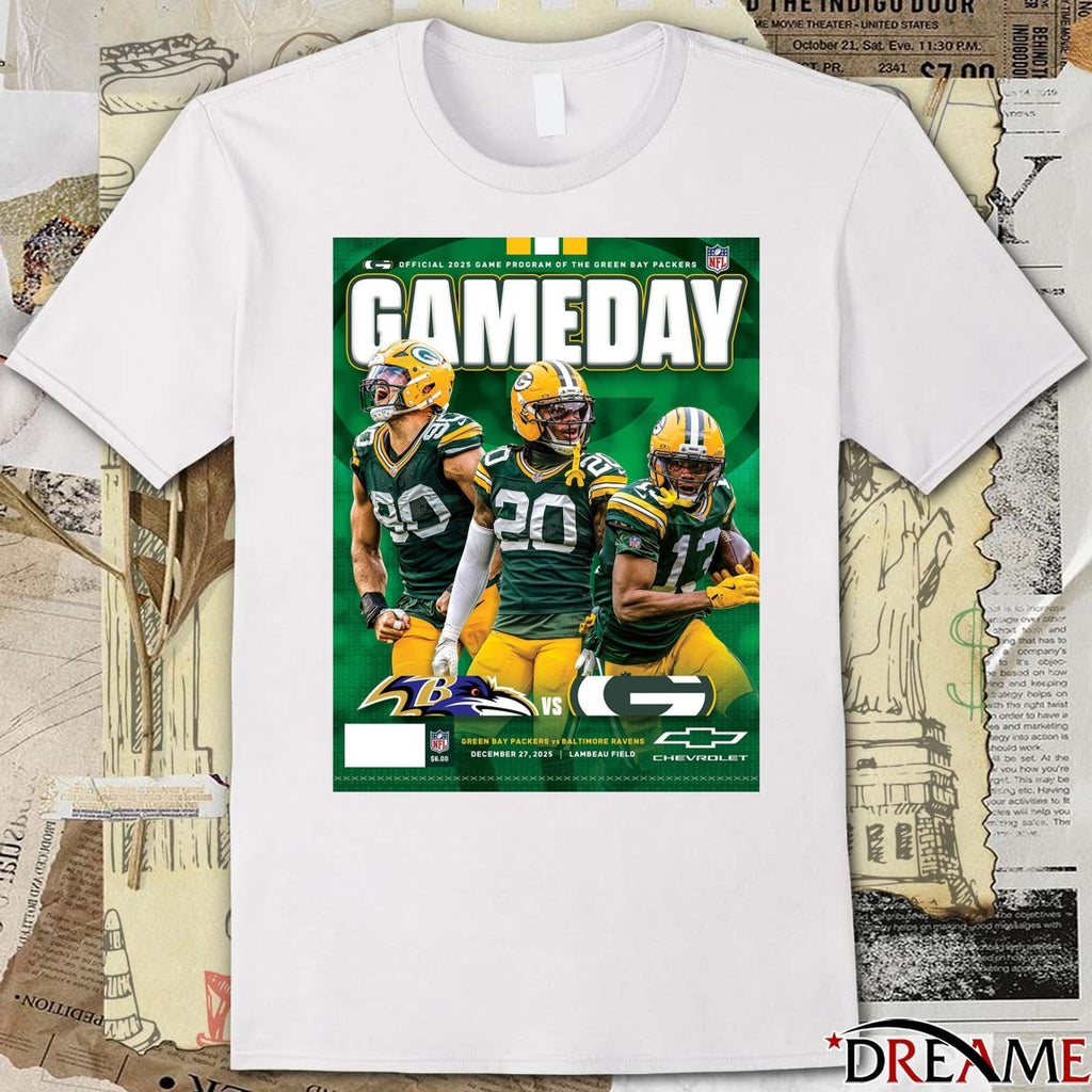 Green Bay Packers Vs Baltimore Ravens Gameday Program 2025 Lambeau Field Poster t-shirt