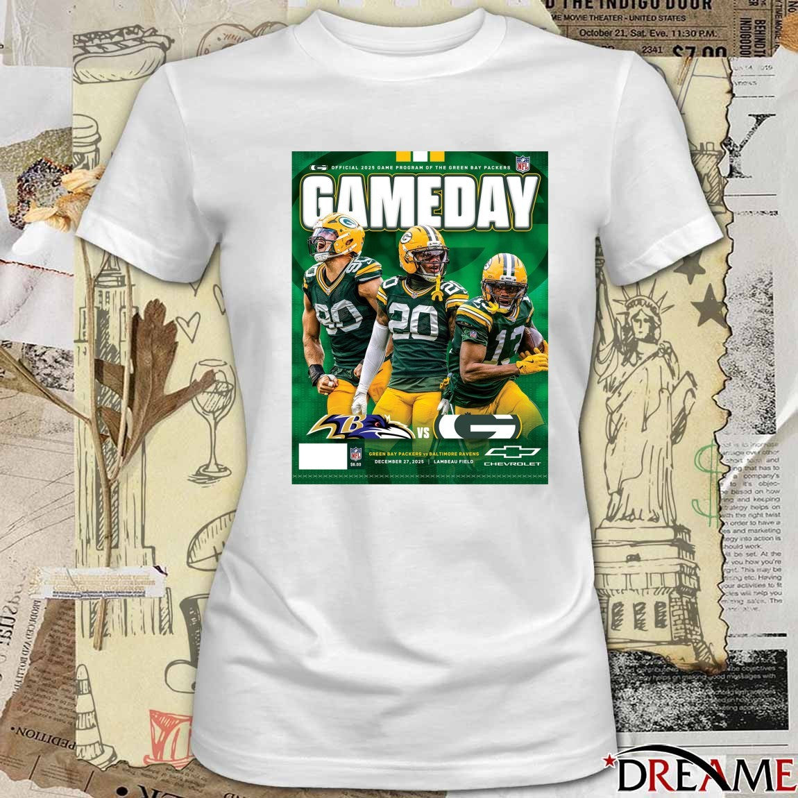 Green Bay Packers Vs Baltimore Ravens Gameday Program 2025 Lambeau Field Poster t-shirt