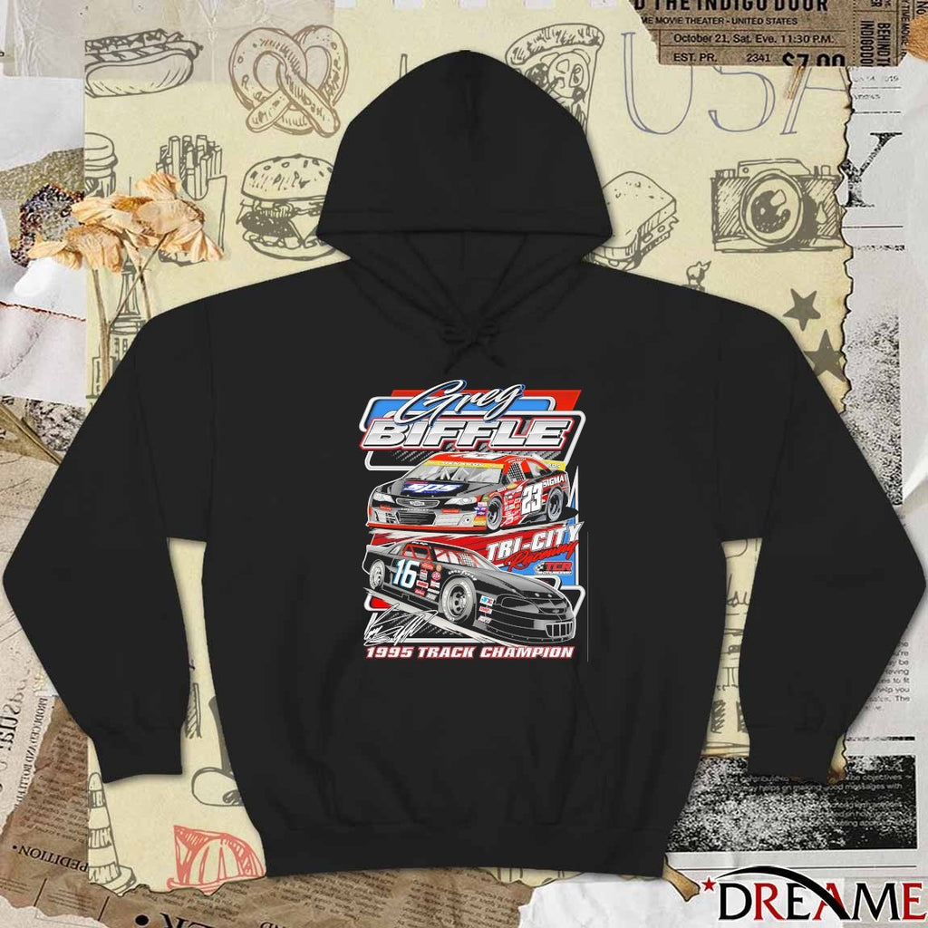 Greg Biffle 2025 Arca Past And Present Raceway 1995 Track Champion Signature t-shirt