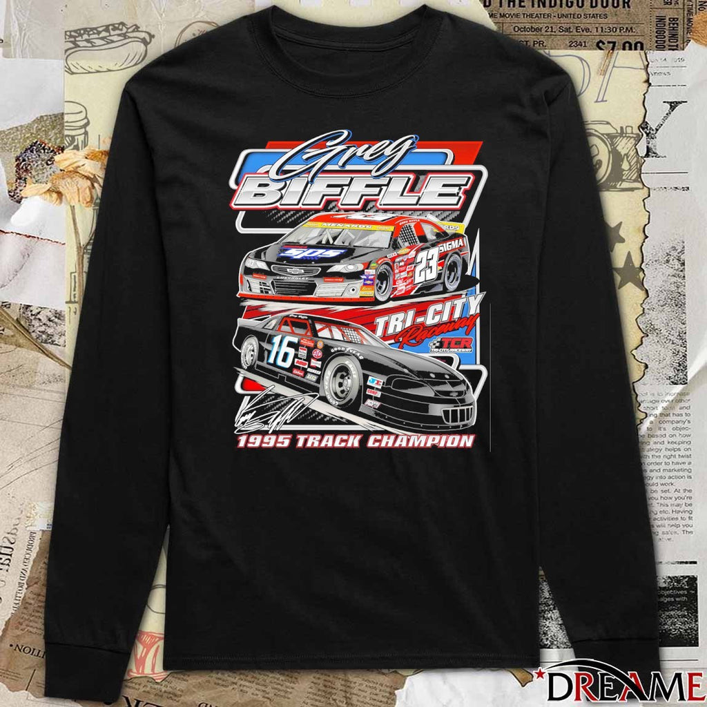 Greg Biffle 2025 Arca Past And Present Raceway 1995 Track Champion Signature t-shirt