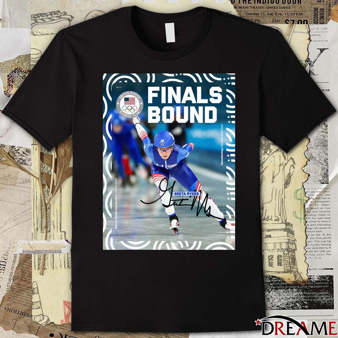 Greta Myers Finals Bound Women’s Mass Start Olympic Winter Games Milano Cortina 2026 Signature Poster t-shirt