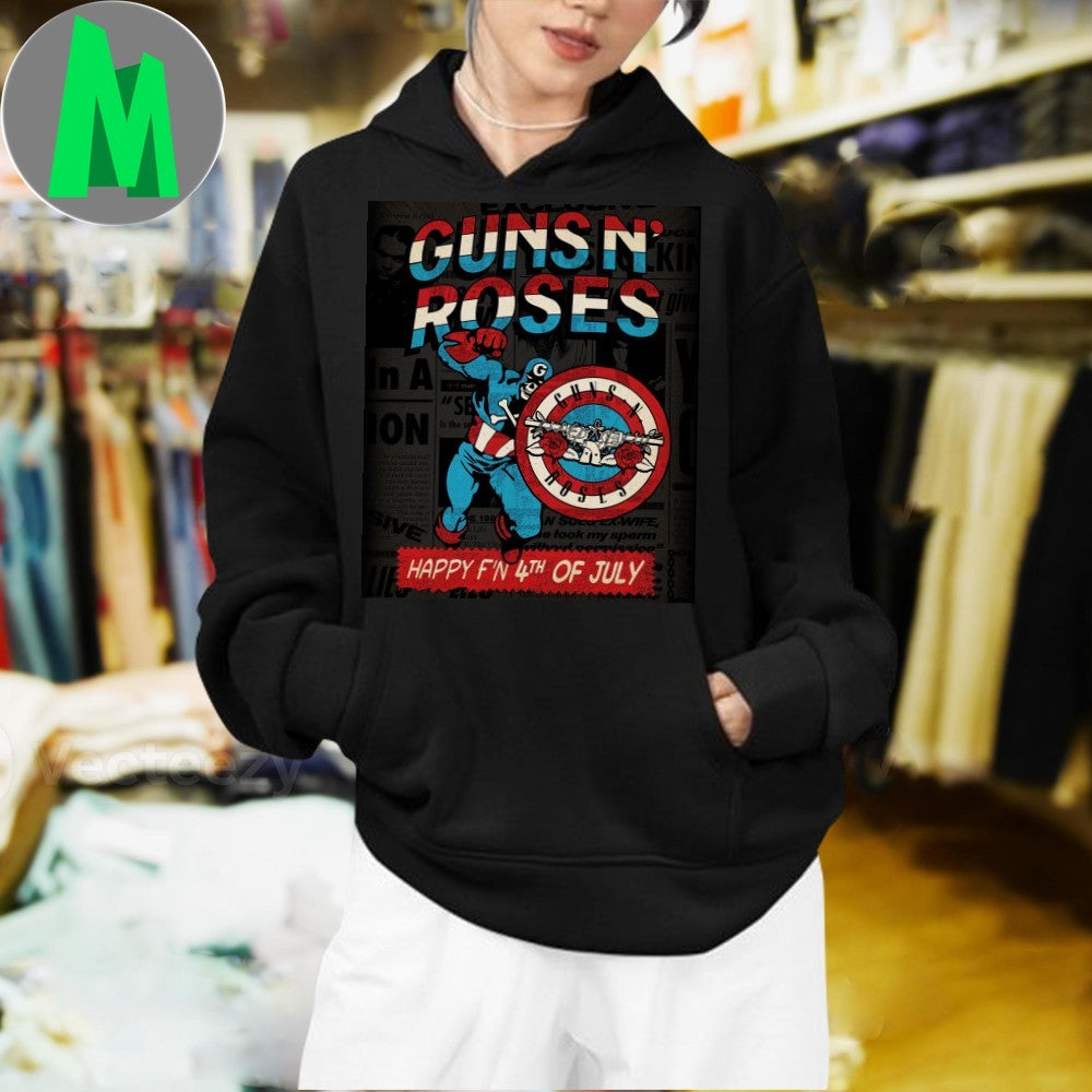 Guns N Roses Happy F’n 4th Of July 2025 Captain America Inspired Art Shirt