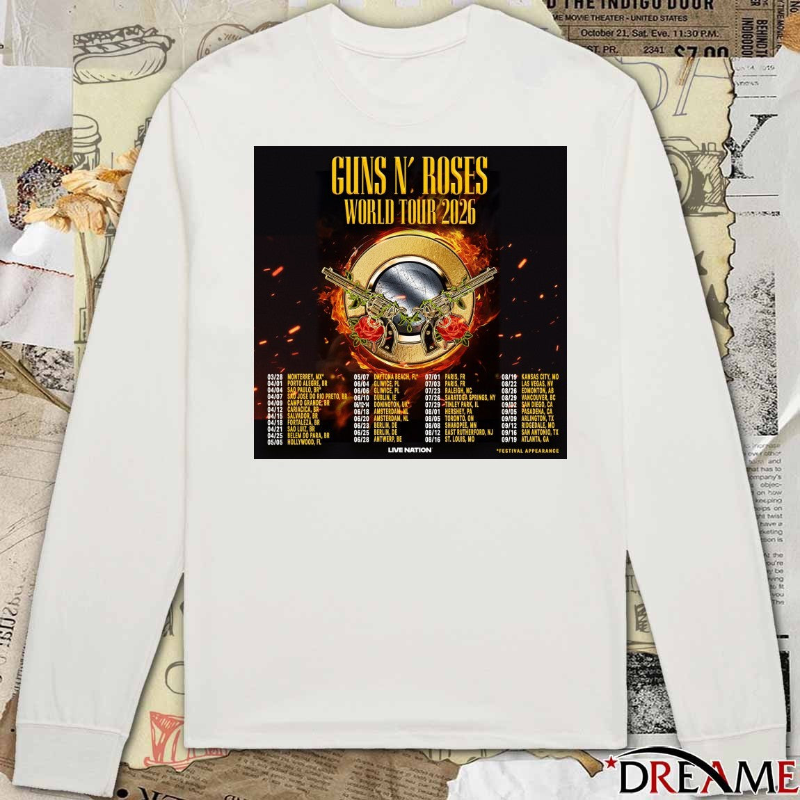 Guns N’ Roses World Tour 2026 3 28 Monterrey MX 04 01 Porto Alegre BR Poster t-shirt