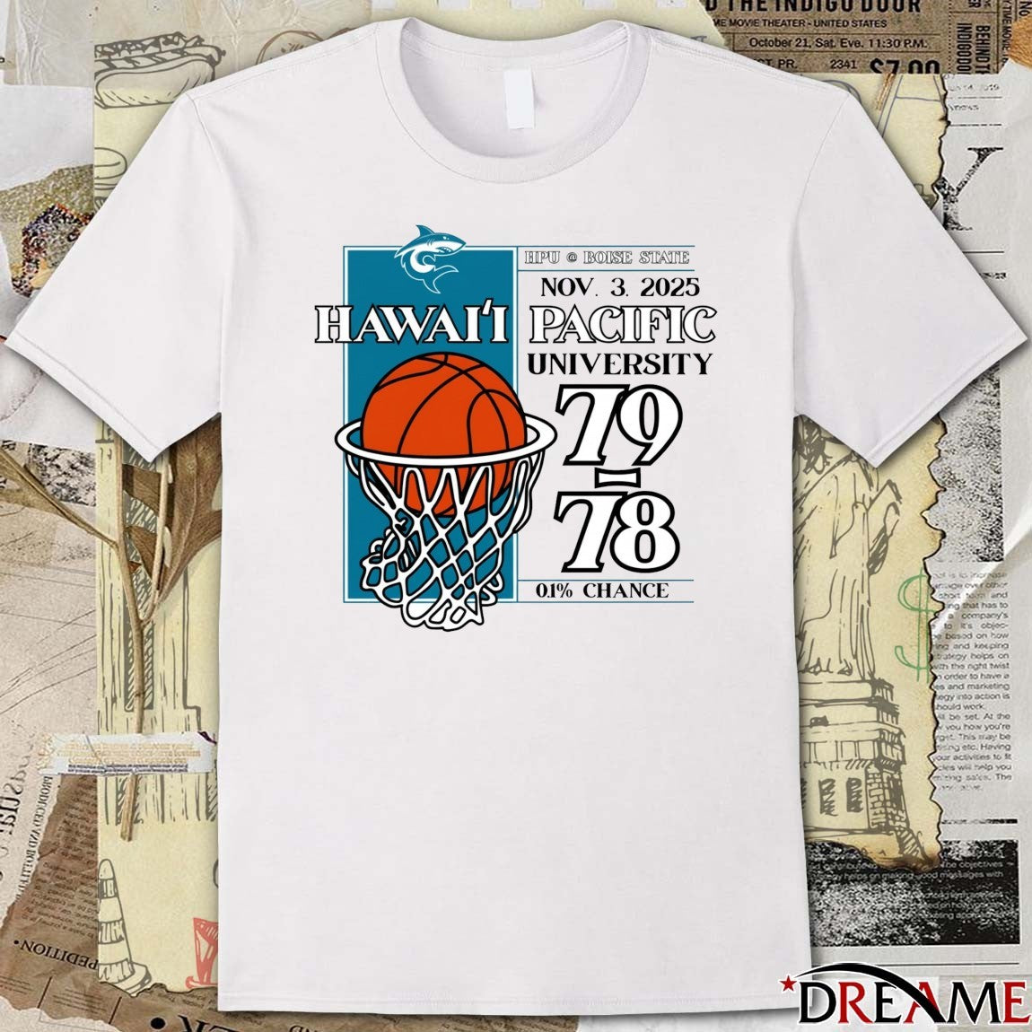 HPU Boise State Nov 3 2025 Hawaii Pacific Men’s Basketball University 79 78 t-shirt