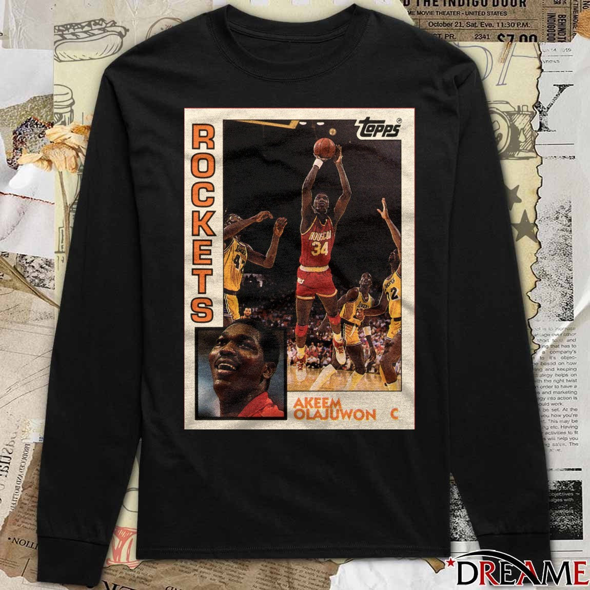 Hakeem Olajuwon Houston Rockets 2026 NBA Basketball Topps Trading Card t-shirt