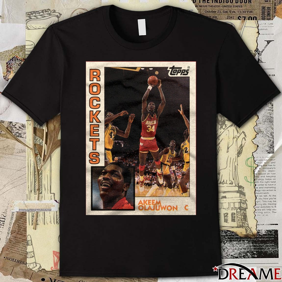 Hakeem Olajuwon Houston Rockets 2026 NBA Basketball Topps Trading Card t-shirt