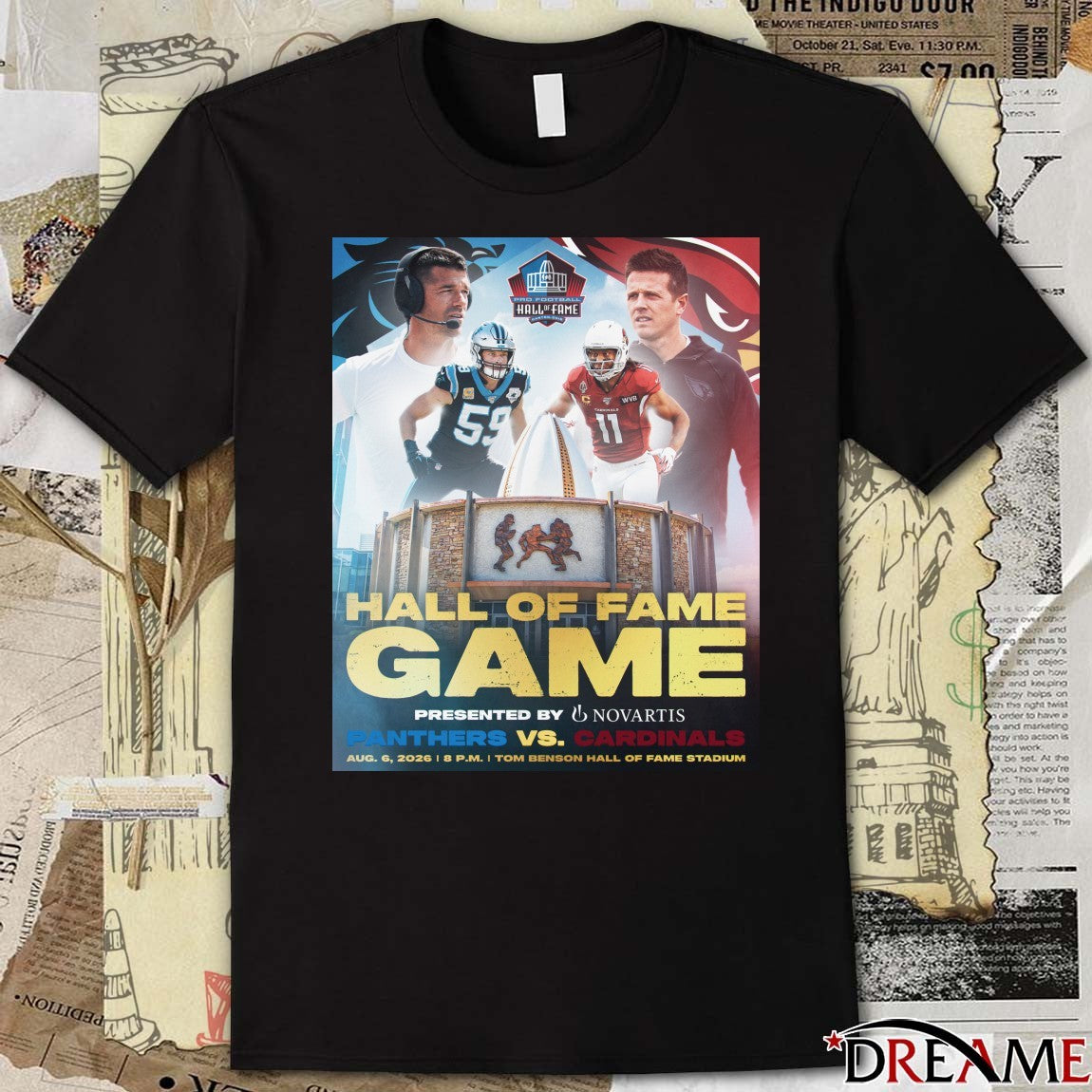 Hall Of Fame Game Panthers Vs Cardinals August 6 2026 Tom Benson HOF Stadium Poster t-shirt